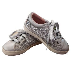 Hanna Andersson Girl's Elvira Silver Glitter Sneakers Size 8M